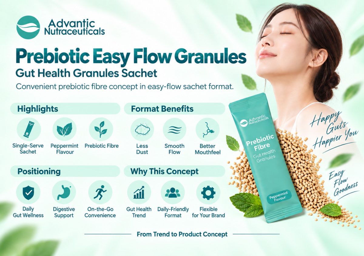 advantic odm gut health granules easy flow kid-friendly format